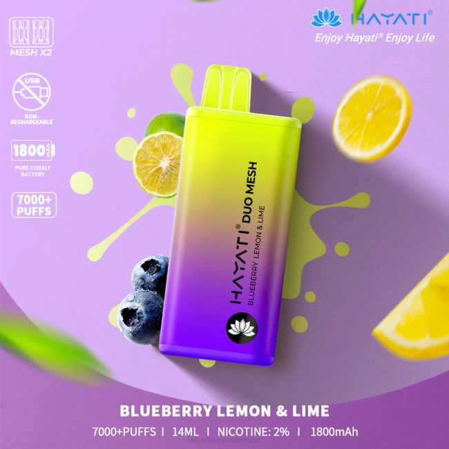 Hayati Duo Mesh Disposable Blueberry Lemon  Lime XNHN165 Hayati Vape Liquid