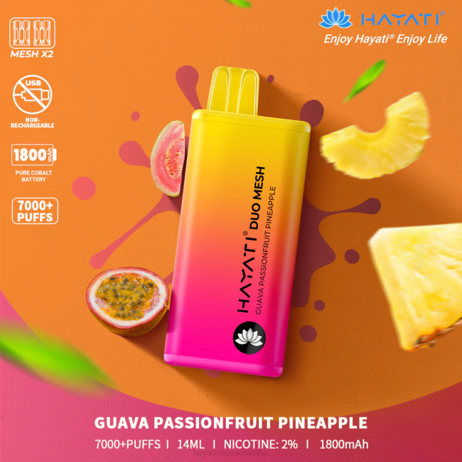 Hayati Duo Mesh Disposable Guava Passionfruit Pineapple XNHN170 Hayati Vape Shop