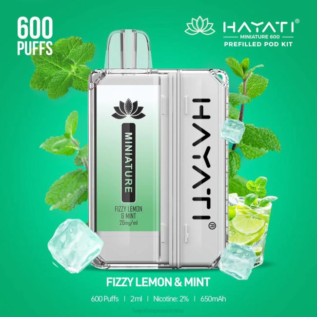 Hayati Miniature 600 Pod Kits Fizzy Lemon  Mint XNHN33 Hayati Vape Australia