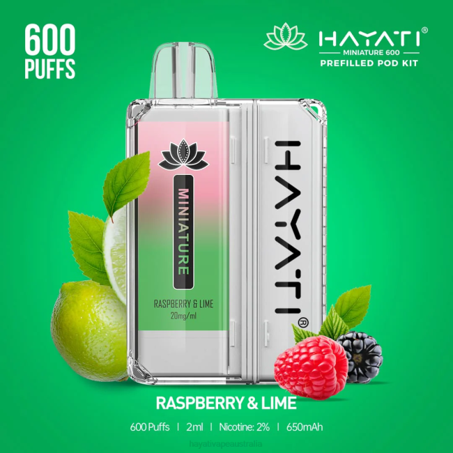 Hayati Miniature 600 Pod Kits Raspberry  Lime XNHN43 Hayati Vape Australia