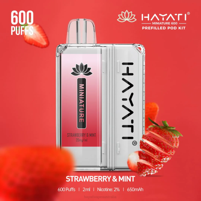 Hayati Miniature 600 Pod Kits Strawberry  Mint XNHN46 Hayati Vape Near Me