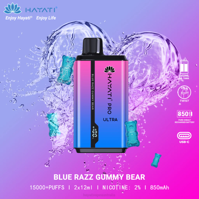Hayati Pro Ultra Disposable 15000 Puffs Blue Razz Gummy Bear XNHN194 Hayati Vape Flavours