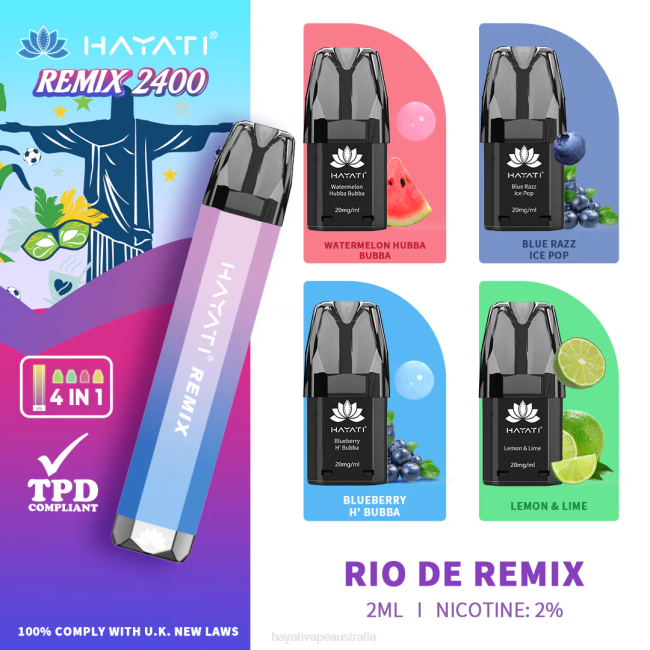 Hayati Remix Prefilled Pod System 2400 Puffs Rio DE Remix XNHN57 Hayati Vape Review