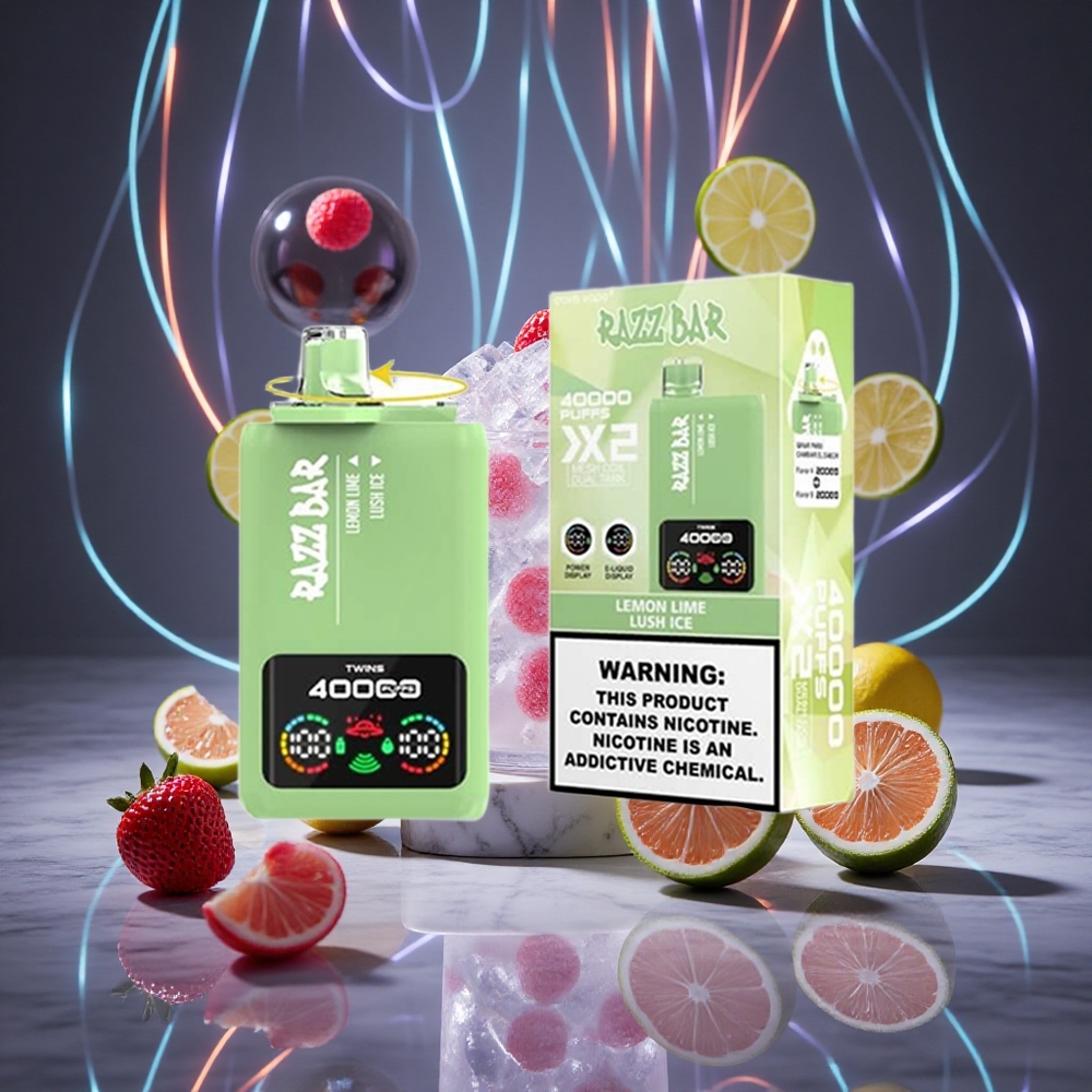 Razz Bar 40000 Puffs Disposable Vape Lemon Lime_Lush Ice Power Screen Display