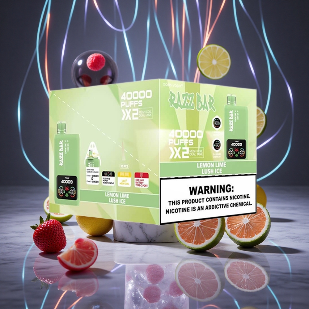 Razz Bar 40000 Puffs Disposable Vape Lemon Lime_Lush Ice Power Screen Display