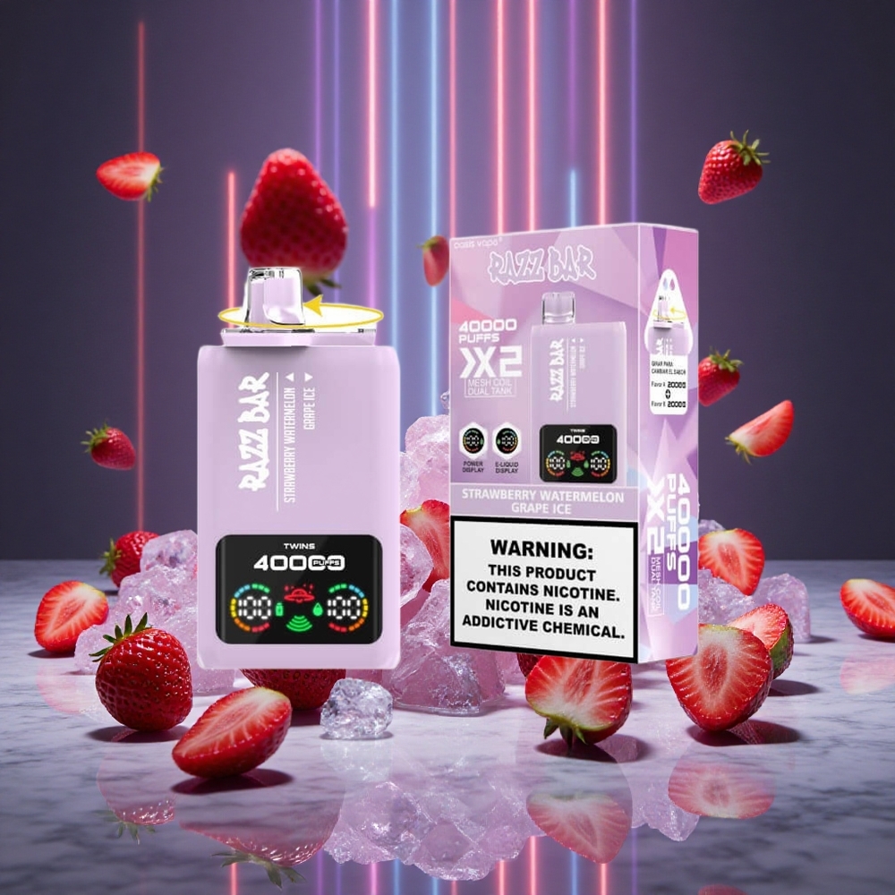 Razz Bar 40000 Puffs Disposable Vape Strawberry Watermelon Grape Ice Power Screen Display
