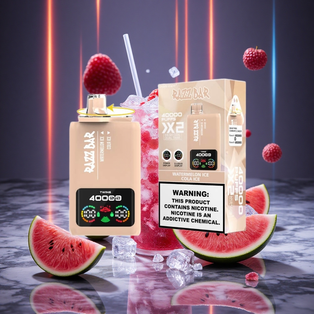 Razz Bar 40000 Puffs Disposable Vape Watermelon Ice Power Screen Display