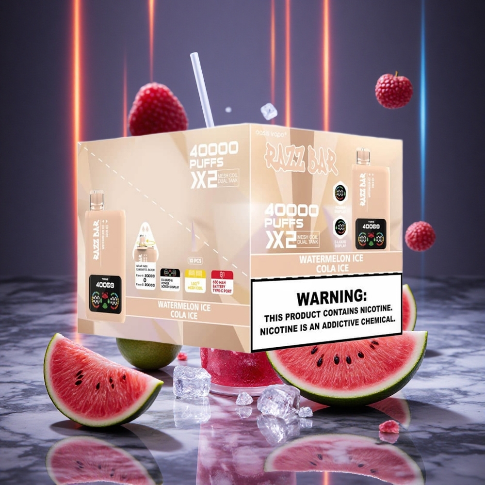 Razz Bar 40000 Puffs Disposable Vape Watermelon Ice Power Screen Display