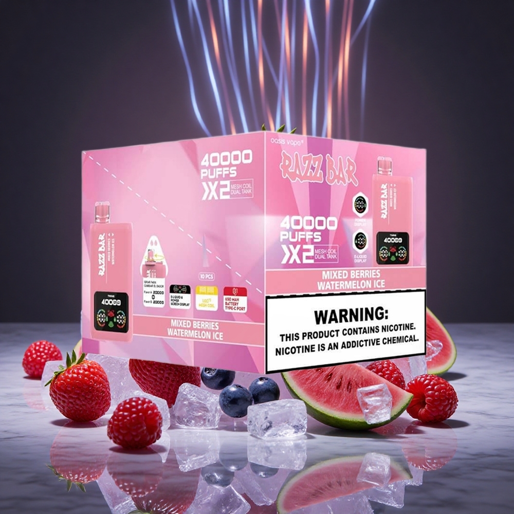 Razz Bar 40000 Puffs Mixed Berries Watermelon Ice Power Screen Display