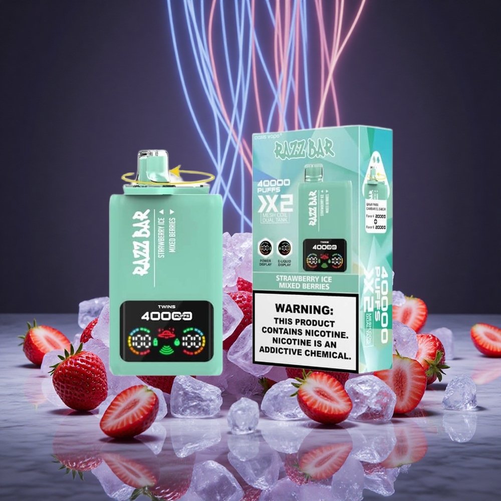 Razz Bar 40000 Puffs Strawberry Ice Disposable Vape with Power Screen Display