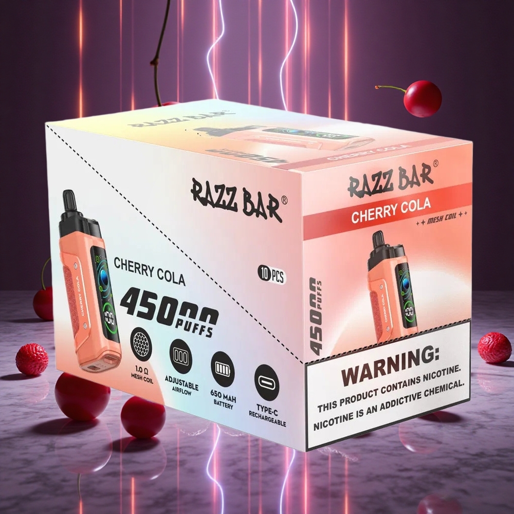 Razz Bar 45000 Puffs Adjustable Airflow Cherry Cola Disposable Vape
