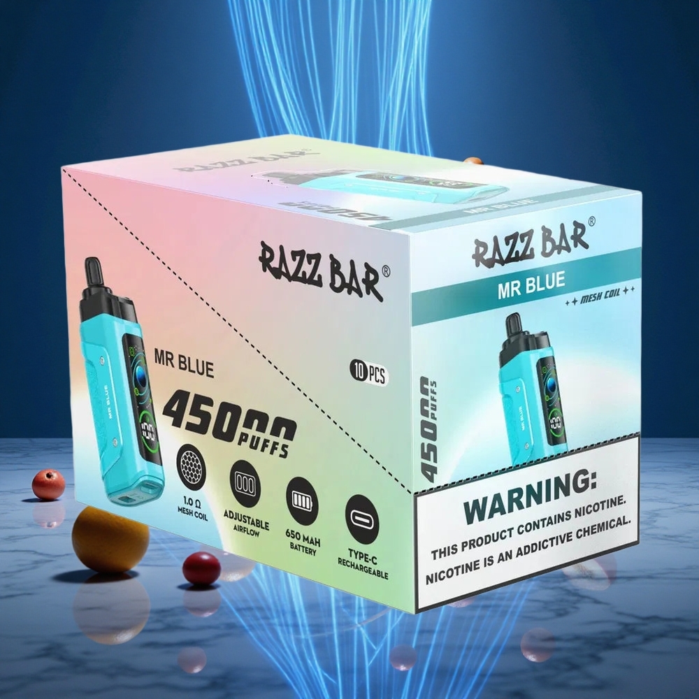Razz Bar 45000 Puffs Adjustable Airflow Mr Blue Disposable Vape