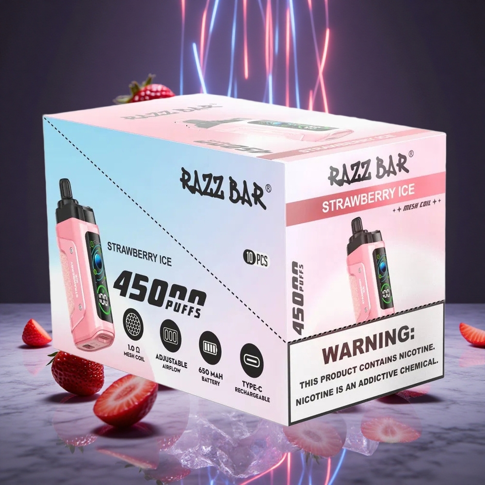 Razz Bar 45000 Puffs Adjustable Airflow Strawberry Ice Disposable Vape