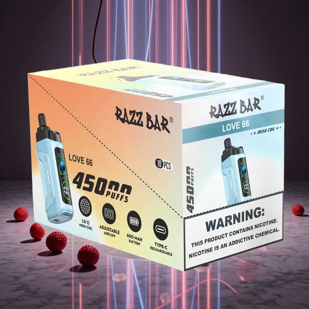 Razz Bar 45000 Puffs Disposable Vape Love 66 Adjustable Airflow