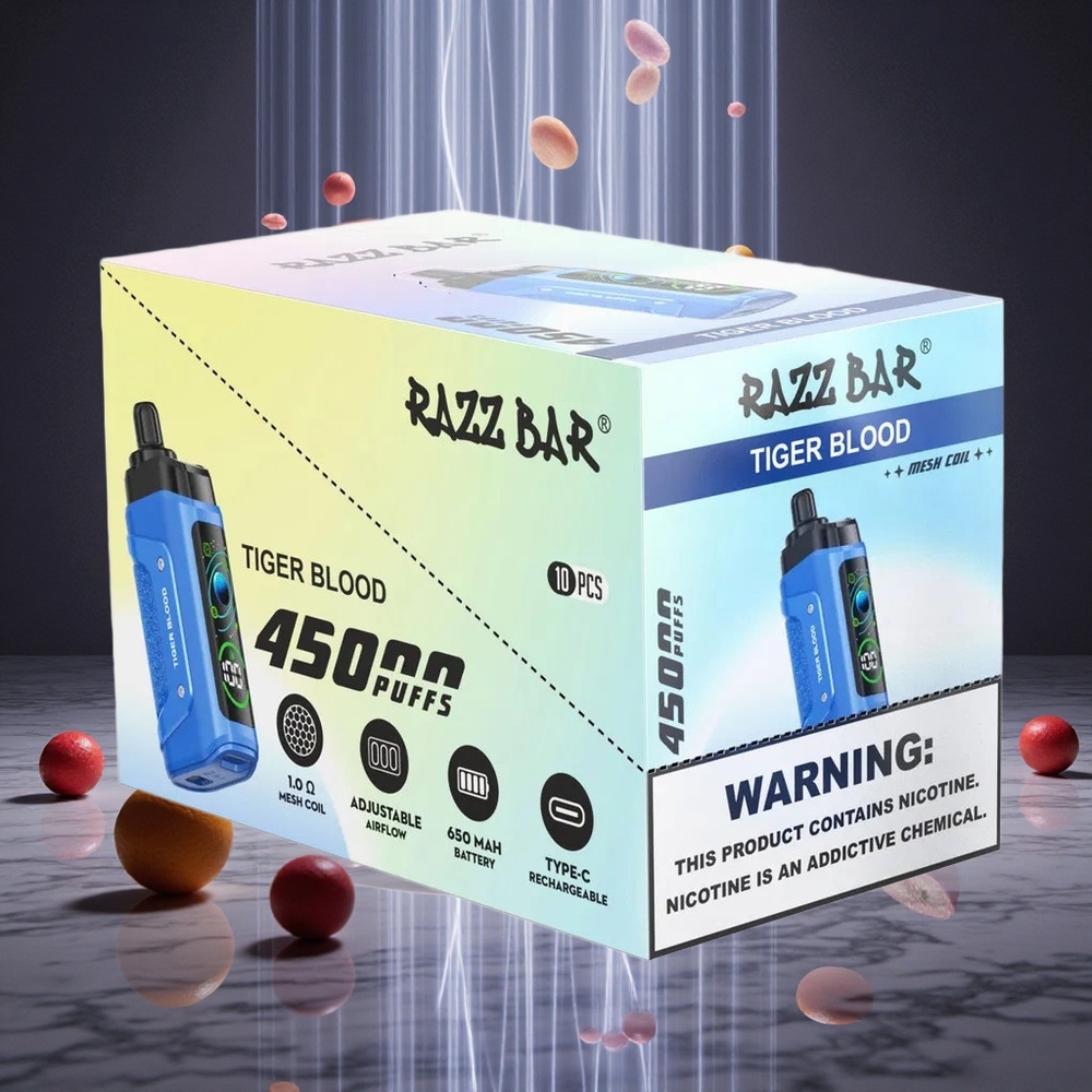 Razz Bar 45000 Puffs Disposable Vape Tiger Blood Type-C Rechargeable
