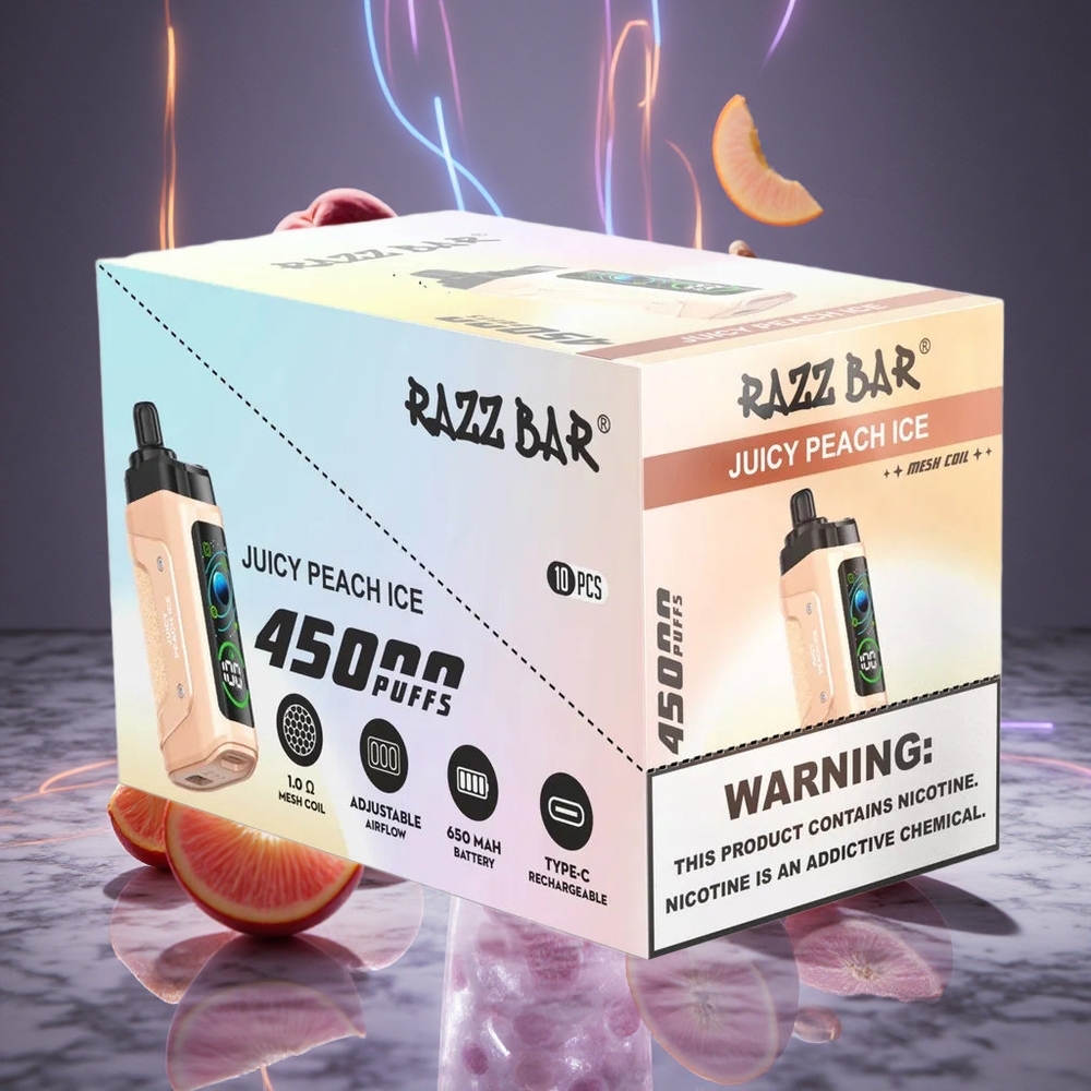 Razz Bar 45000 Puffs Mesh Coil Juicy Peach Ice Disposable Vape
