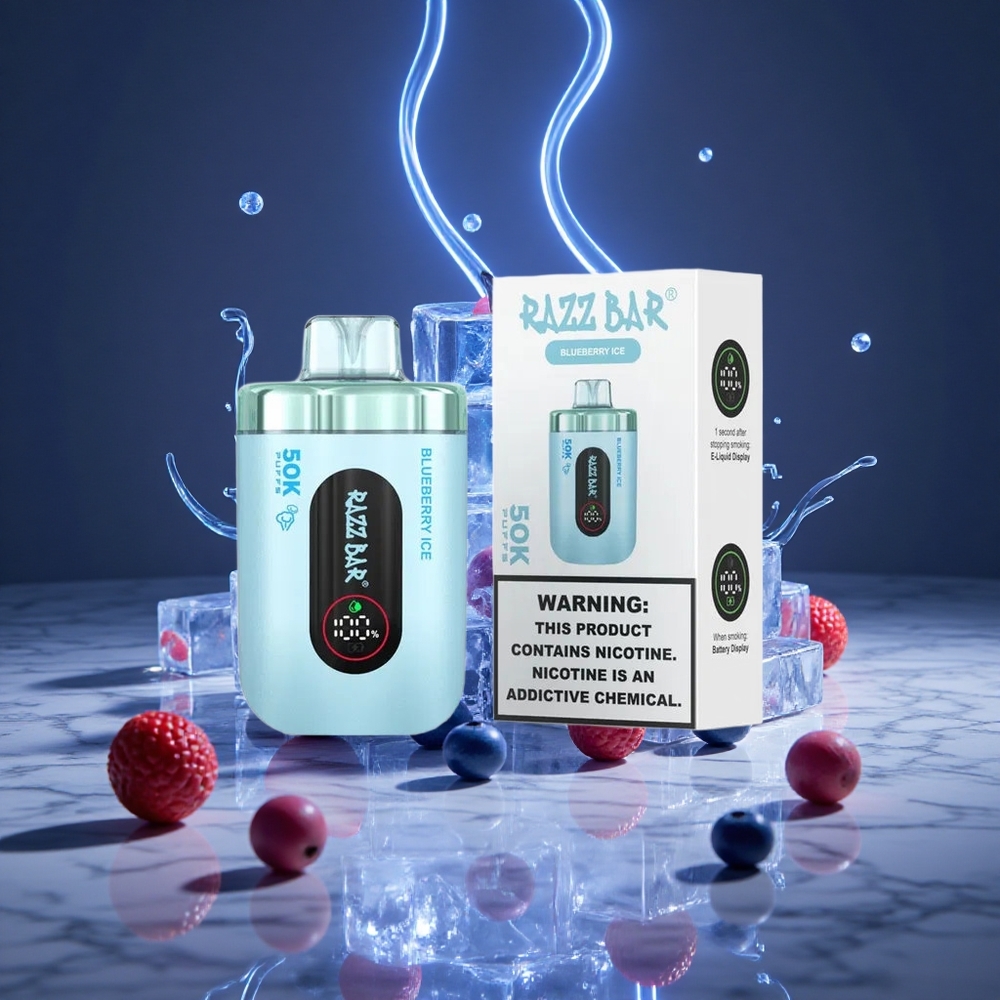 Razz Bar 50K Puffs Blueberry Ice Rechargeable Disposable Vape