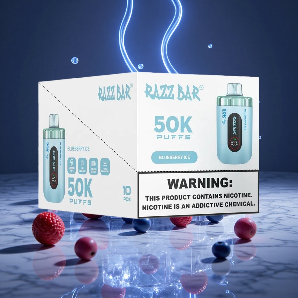 Razz Bar 50K Puffs Blueberry Ice Rechargeable Disposable Vape