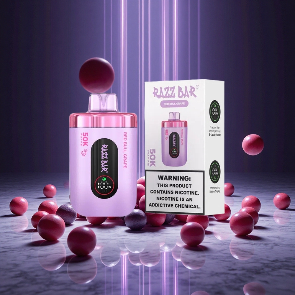Razz Bar 50K Puffs Disposable Vape Red Bull Grape Type-C Rechargeable