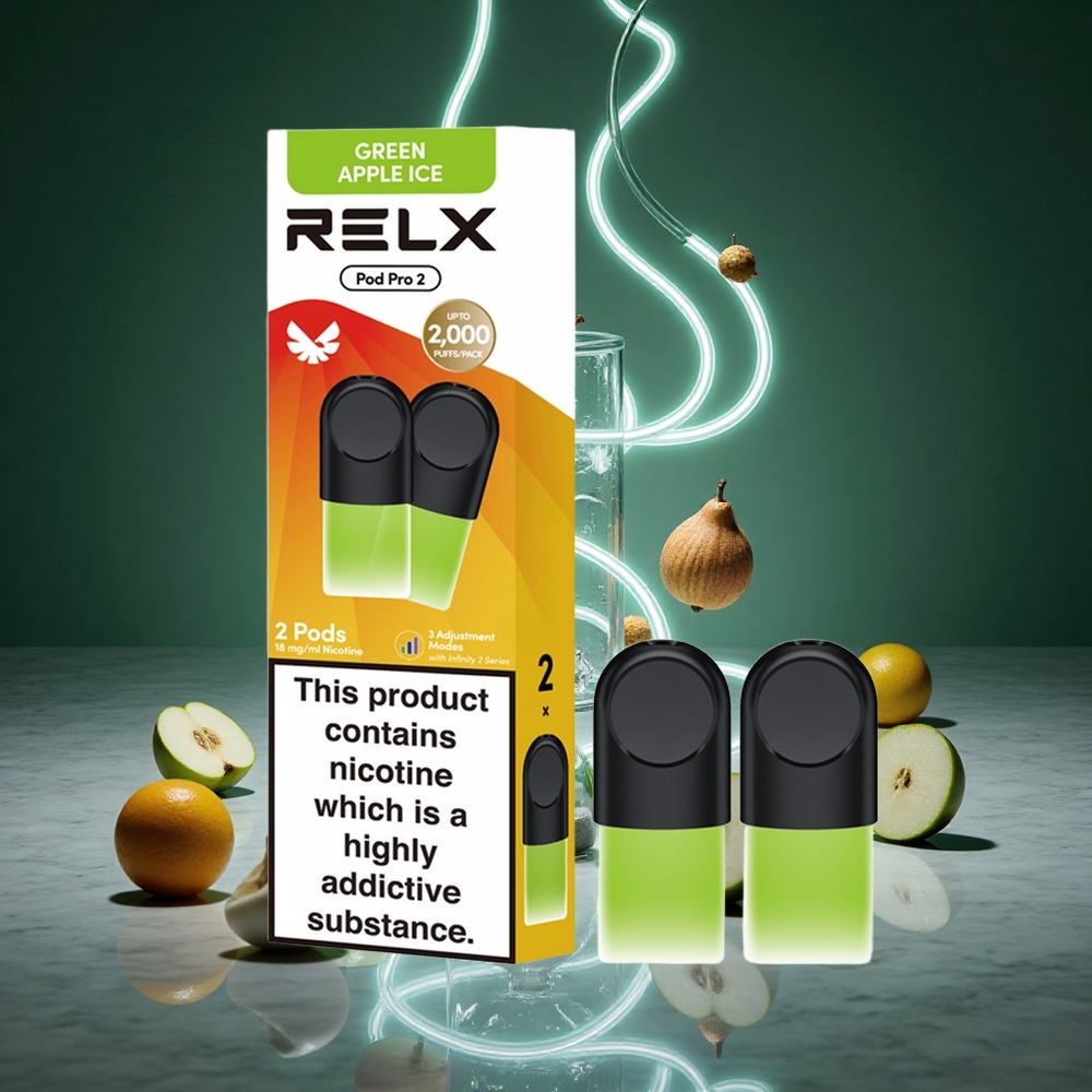 RELX Pod Pro 2 600 Puffs Green Apple Ice